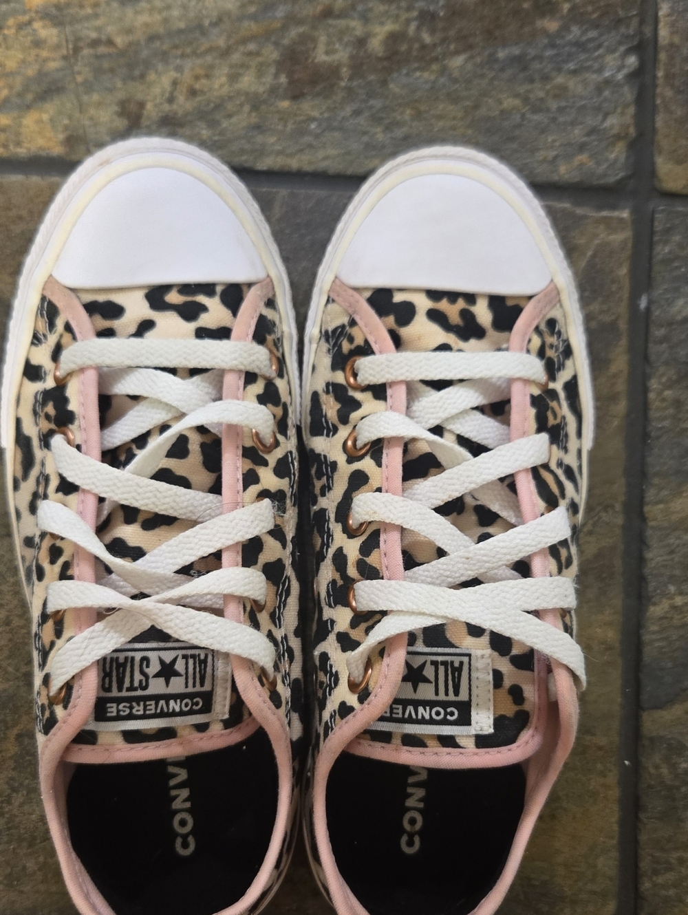 Custom Converse Kids Leopard Print Sneakers with Pink Trim